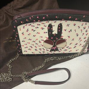 Kate Spade Black and Cream Crossbody Bag with Pink Accents